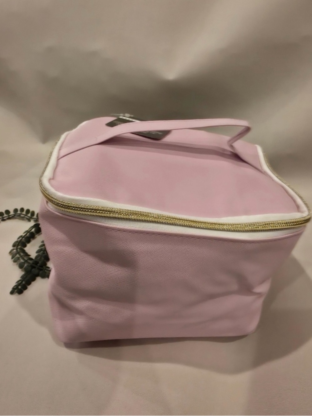 Pink Travel Cosmetic Bag with Gold Zipper